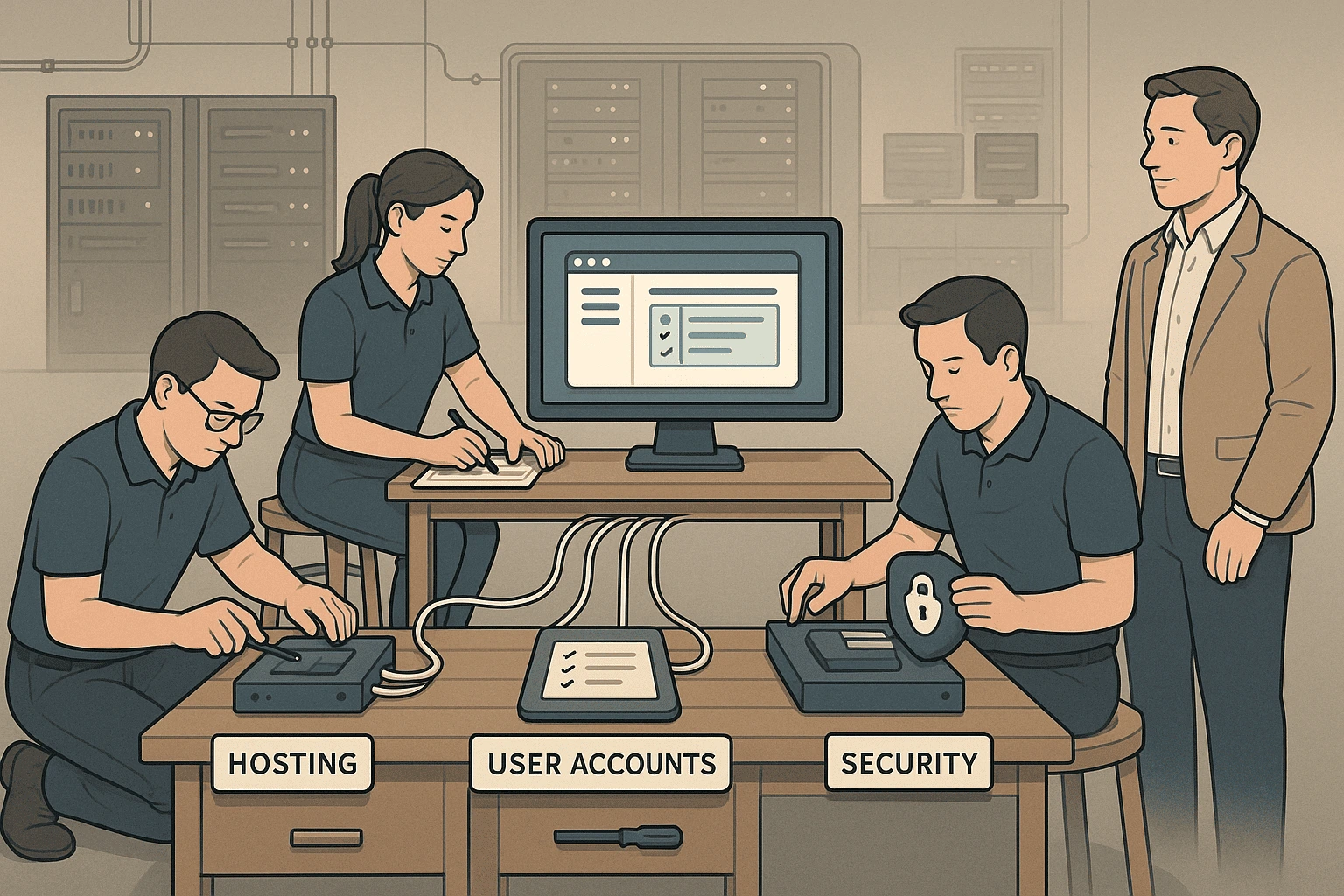 Technicians at work